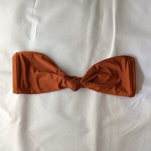 Good American Knotted Twisty Bandeau Bikini Top (Size 5), Brown